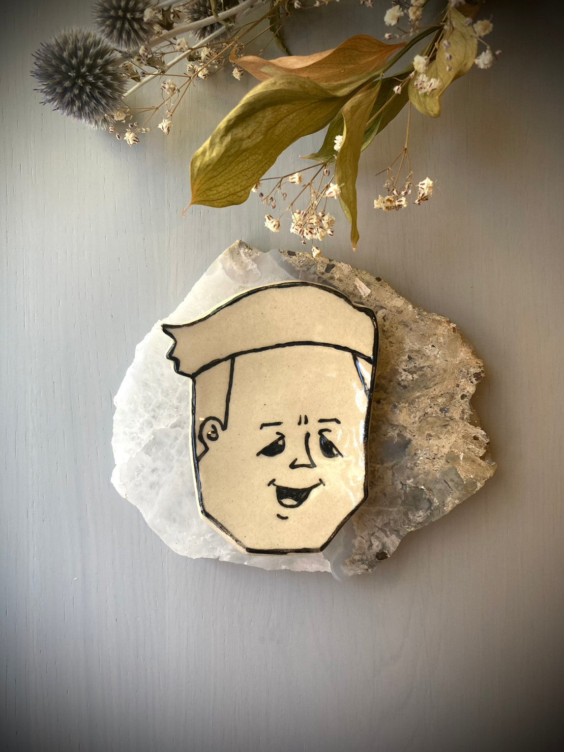 ヨシモトマメズ】豆図陶器原画 / 絵顔皿 チョコレートプラネット