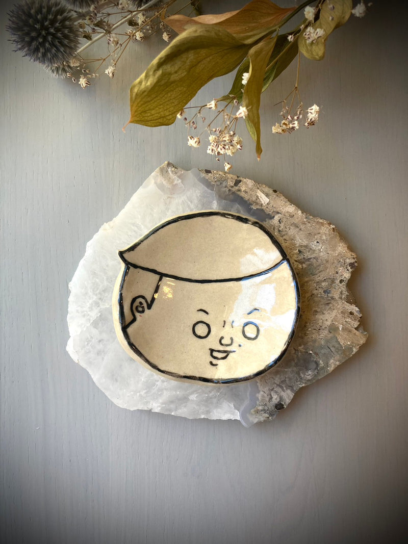 【ヨシモトマメズ】豆図陶器原画 / 絵顔皿　かまいたち　山内健司