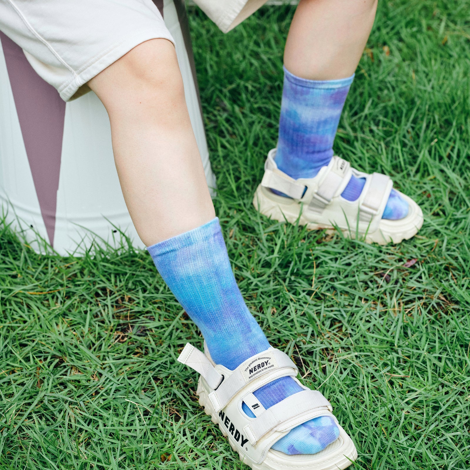 ヒナタ　ソックス HINATA MADE タイダイリブソックス Blue×Purple【申込期間：7月17日23