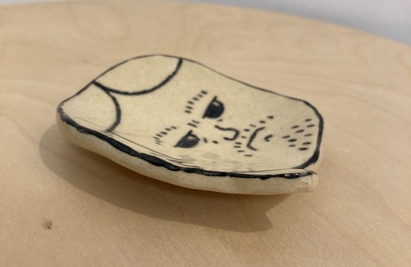 【ヨシモトマメズ】豆図陶器原画 / 絵顔皿　笑い飯　西田幸治