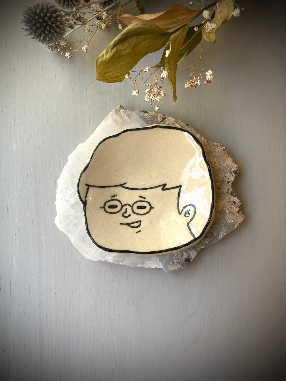 ヨシモトマメズ】豆図陶器原画 / 絵顔皿 南海キャンディーズ 山里亮太