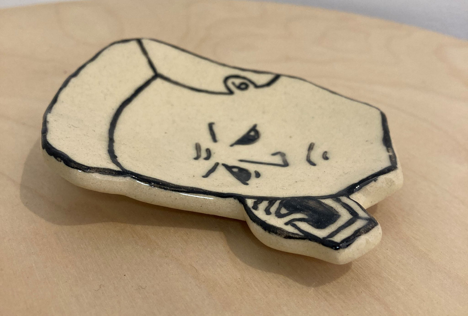 ヨシモトマメズ】豆図陶器原画 / 絵顔皿 チョコレートプラネット 長田